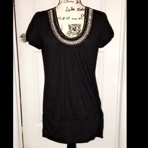 Black Blouse w/Rhinestone Accents